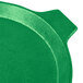 A green round Tablecraft pizza tray with a handle.