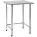 An Eagle Group stainless steel work table with a metal base.