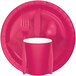 A Creative Converting Hot Magenta Pink OctyRound table cover with a black border.