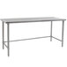 An Eagle Group stainless steel work table with an open base.