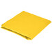 A yellow folded table cover with a stitched edge on a white background.