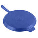 A blue cast aluminum Tablecraft pizza tray with a handle.