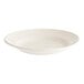 An Acopa ivory stoneware bowl with a wide rim on a white background.