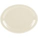 A white oval platter with a diamond ivory rim.