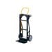 A black and yellow Harper hand truck with wheels.