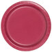 A Creative Converting burgundy paper plate with a red rim.