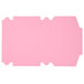 A pink rectangular box with a cut out shape and white border.