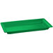 A green rectangular Tablecraft tray with a handle.
