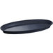 A black oval Tablecraft King Fish Platter with a blue speckle design.