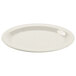A white oval platter with a circular edge.