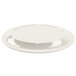 A white oval melamine platter with round edges.