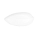 A white Elite Global Solutions leaf shaped platter with a leaf pattern.
