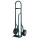 A green Harper hand truck with loop handles and black wheels.