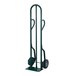 A green Harper tall steel hand truck with dual loop handles and solid rubber wheels.