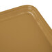 A close up of a rectangular brown Cambro fiberglass tray.