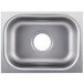 A stainless steel Eagle Group seamless weld in sink bowl with a hole in the center.