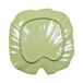 A green Elite Global Solutions melamine plate with a large palm leaf design.