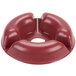 A red polypropylene bowl with a hole in the middle.