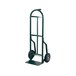A green Harper hand truck with a metal handle and wheels.