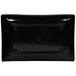 A black rectangular Elite Global Solutions melamine tray with a square design.