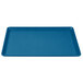 A blue rectangular Cambro dietary tray with a white border.