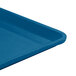 A close up of a blue Cambro dietary tray.