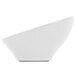 A close-up of a white Elite Global Solutions melamine bowl with a curved edge.