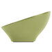 An Elite Global Solutions Pappasan melamine bowl in weeping willow green with a curved shape.