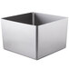 A stainless steel square Eagle Group sink bowl with straight walls.