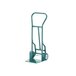 A green Harper hand truck with long legs and wheels.