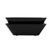 A black square melamine bowl with two handles on top.