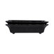 A black rectangular Elite Global Solutions melamine dish with three compartments.