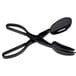 A pair of black plastic salad tongs with spoon ends.