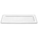 A white rectangular Elite Global Solutions melamine tray with a beaded border.