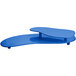 A cobalt blue cast aluminum two tiered platter with a curved top.