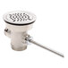 A Regency stainless steel twist waste valve with a long metal handle.