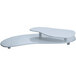A white table with a Tablecraft gray cast aluminum two tiered platter on top.