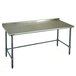 A Eagle Group stainless steel work table with a metal surface and open base.