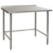 A Eagle Group stainless steel open base work table with a stainless steel top and metal legs.