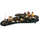 A black Tablecraft two tiered platter with various desserts on display.
