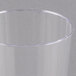 A close up of a clear Fineline hard plastic tumbler.