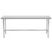 Advance Tabco stainless steel work table with metal legs.