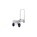 A white rectangular metal hand truck with pneumatic wheels.