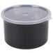 A black plastic Carlisle crock with a plastic lid.
