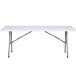 A Flash Furniture white rectangular table with metal legs.