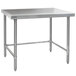 A Eagle Group stainless steel work table with metal legs.