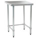 An Eagle Group stainless steel work table with an open metal base.