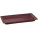 A maroon rectangular cast aluminum tray with rounded edges.