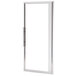 A white rectangular frame with a True glass door with a stainless steel handle.