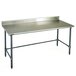 A stainless steel Eagle Group work table with a black base.